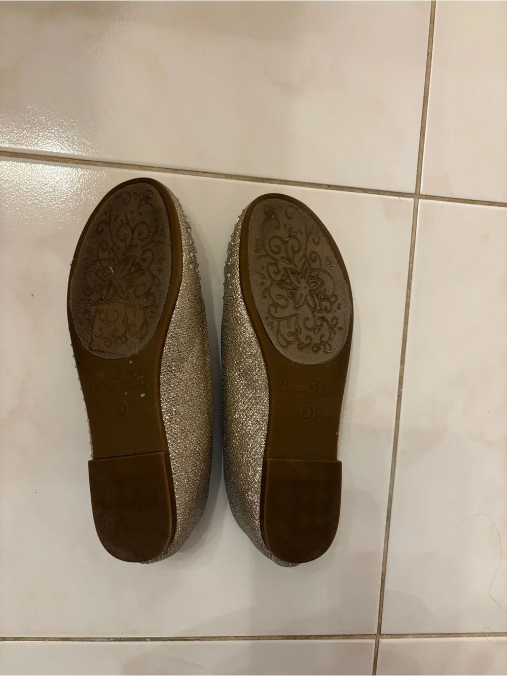 Dream Pairs Rose Gold Glitter Crystal Flower Ballet Flats